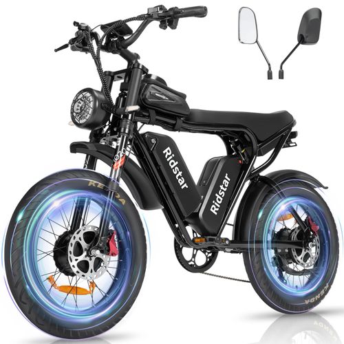 Vélo Électrique Ridstar Q20 Pro(Nouvelle Version), 3000 W Moteurs, 52 V 40 Ah, Vitesse 60 Km/H, Autonomie 180 Km, Freins Hydrauliques, Shimano 7 Vitesses, Pneus Larges 20 Pouces X 4 Pouces