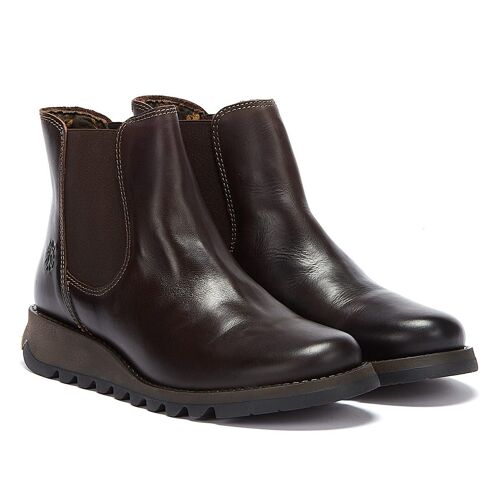 Fly London Bottes En Cuir Salv Brun Foncé Pour Femmes