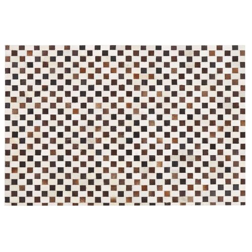 Tapis Patchwork En Cuir Beige Et Marron 160 X 230 Cm Kayabey
