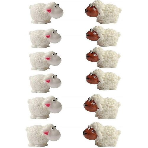 12 Pcs (6 moutons de mèche + 6mother Sheep) Mini Sheep Figurines Miniatures Home Decor Diy Animals Micro Fairy Garden