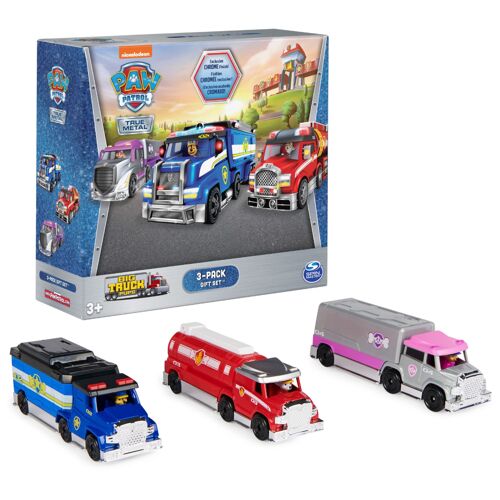 Paw Patrol Véhicule Chase Marcus et Stella en métal moulé True Metal Collectionner série Big Truck Pups l échelle 1 55 exclusivité Amazon Jouets pour Enfants partir de 3 Ans