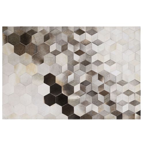 Tapis En Cuir Gris Et Blanc 160 X 230 Cm Sason