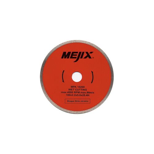 Disque diamant jante continue D. 180 x Al. 25.4/22.23 x Ht. 5 x ép. 2,2 mm - Grès cérame, Faïence - 180012 - Mejix
