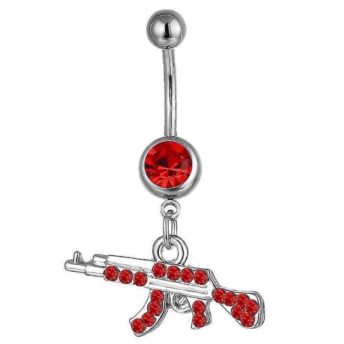 Zircon En Acier Inoxydable Double Pistolet Nombril Piercing Ombilical Piercing Pistolet Navil Ring Ombligo Bague Corps Bijoux-Yvan