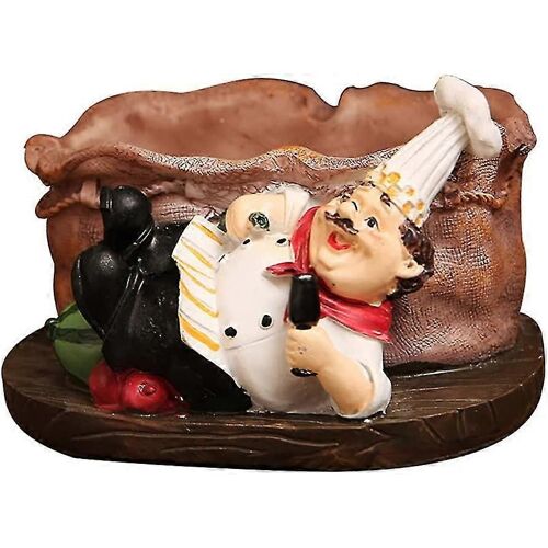 Résine Mignon Chef Statue Cendrier Plateau Coupe-Vent Cigarettes Porte-cendres Conteneur Figurine Ornement