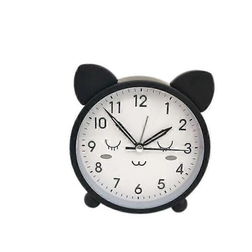 Réveil pour enfants Mignon Rond Métal Chat Réveil Avec Lumière Nocturne Chaude Pas de Tique Réveil Classique Pour Filles Garçons Chambre