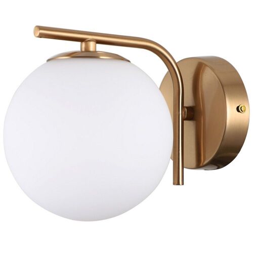 Italux Raddi - Applique Murale Moderne Dorée 1 Lumière Avec Abat-Jour Blanc, G9