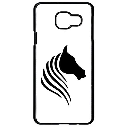 Coque Pour Smartphone - Cheval Fond Blanc - Compatible Avec Samsung Galaxy A9 (2016) - Plastique - Bord Noir
