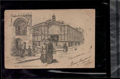 Carte Postale Albi Marché Couvert En L'état Sur Les Photos