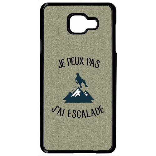 Coque pour smartphone - Je peux pas j ai escalade fond texture gris - compatible avec samsung Galaxy A7 (2016) - Plastique - bord Noir