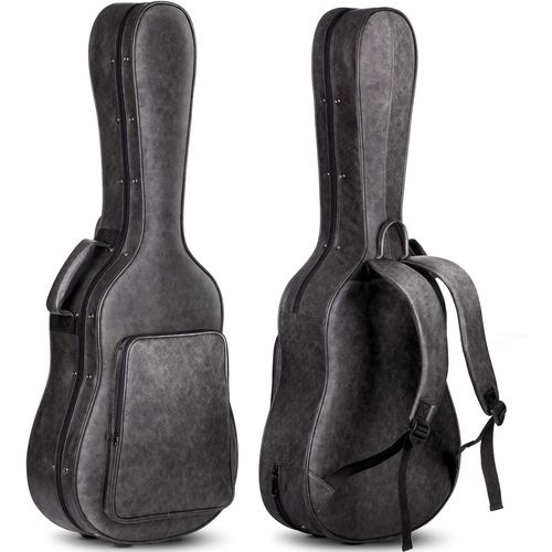 Etui Rigide Pour Guitare Acoustique Rembourrage Epais D'env 2 Cm Avec 3 Poches Et Coffret De Rangement À L'intérieur