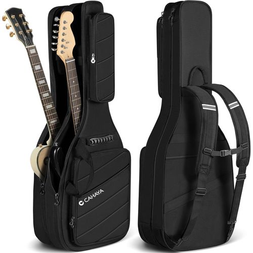 Amélioration Double Housse Pour Guitare Électrique : Housse De Concert Pour Guitare Électrique Avec Rembourrage De 18 Mm D'épaisseur, Pour St, Lp Et Tele, Avec Bandes Réfléchissantes, Cy00378-1
