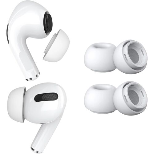 LORANKA-2 Paires Embouts de Rechange pour AirPods Pro Gen 1 & 2 par - Embouts Auriculaires Silicones avec Trou Réduction Bruit, Boîte Rangement Portable et Adaptable à Le Boîtier Chargeur - M ¿ Blan