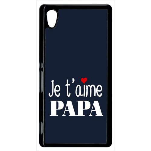 Coque xperia m4 aqua - je t aime papa fond bleu - noir