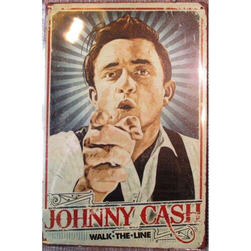 Plaque Johnny Cash Walk The Line 2 Chemise Blanche Tole 30x20 Cm Deco Affiche Pub Musique