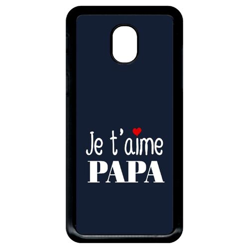 Coque pour smartphone - Je t aime papa fond bleu - compatible avec samsung Galaxy J3 (2018) - Plastique - bord Noir