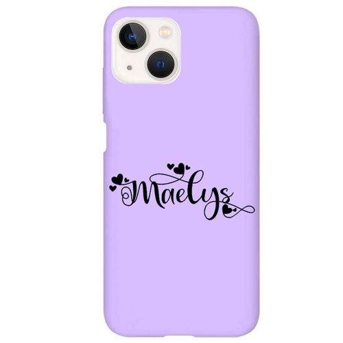Coque Violet Iphone 14 Avec Votre Prenom 26 Petit Coeur