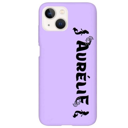 Coque violet Iphone 14 avec votre prenom 22 sirene