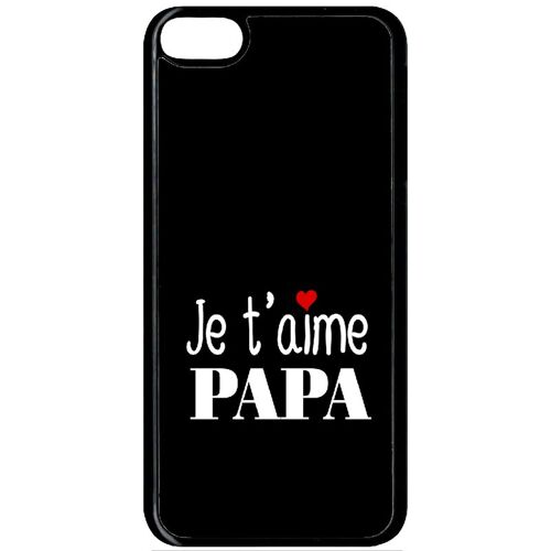 Coque Pour Smartphone - Je T Aime Papa Fond Noir - Compatible Avec Apple Ipod Touch 6 - Plastique - Bord Noir