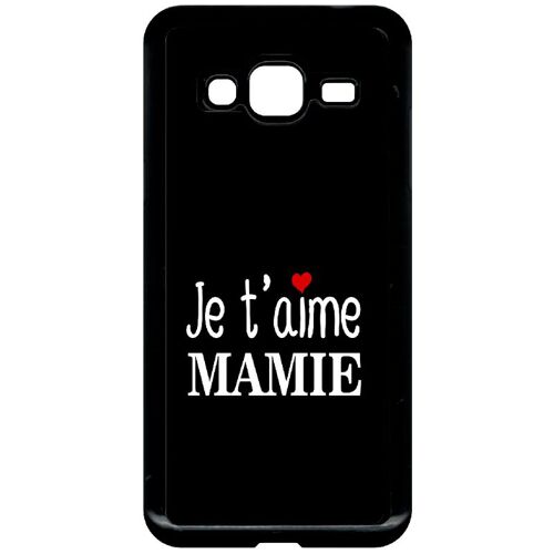 Coque Pour Smartphone - Je T Aime Mamie Fond Noir - Compatible Avec Samsung Galaxy J3 (2016) - Plastique - Bord Noir