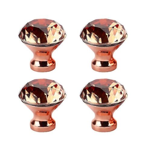 4pcs Diamond Shape Design Crystal Glass Knobs Armoire Tire tiroirs Boutons de tiroir Armoire de cuisine Poignées de meubles avec vis (rose dorée)