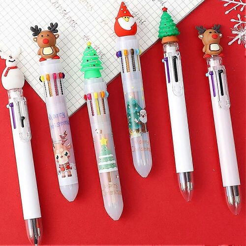 Mignon Noël Cartoon Ballpoint Pen 10-En-1 Multicolored Press Ballpoint Pen School