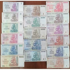 Lot 17 Billets Zimbabwe De 1 À 50.000.000.000 Dollars - 50 Milliards / Billion