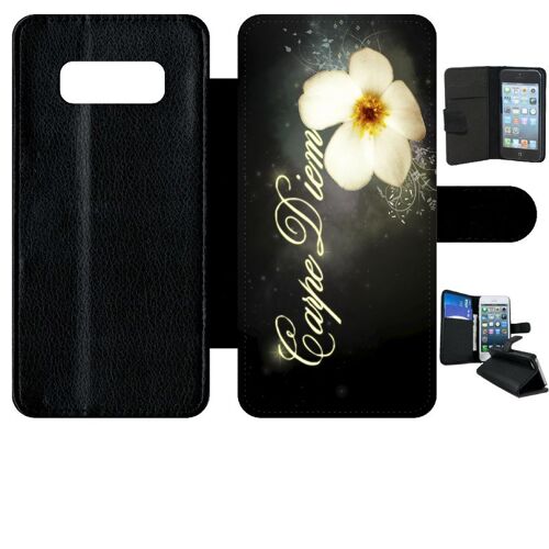Etui À Rabat Pour Galaxy Note 8.0 - Carpe Diem Fleur - Simili-Cuir - Noir