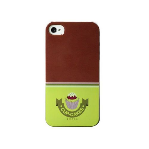 Coque Iphone 4 4s Cupcake Vert & Marron Silicone Rigide (Tpu)