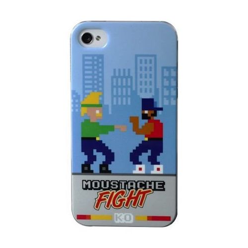 Coque Iphone 4 4s Pixel Art Moustache Fight Silicone Rigide (Tpu)