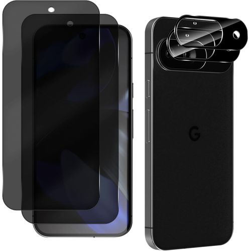 CAUC-Verre Trempé Anti-Espion Compatible avec Google Pixel 9, avec Caméra Arrière Protecteur, [2+2] Pièces Anti-Spy Protection écran Film, 9H Dureté Anti Rayures Film Protection pour Pixel 9