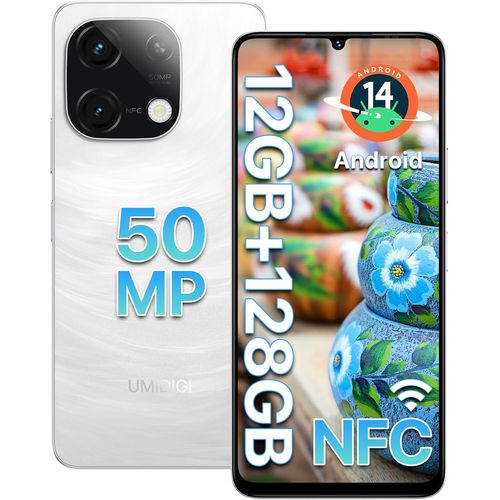 G9C Android 14 Nfc Telephone Portable(2024),12(6+6)+128Gb,50Mp+8Mp,Bt 5.4,Processeur Mediatek Helio G36,5000Mah,90Hz Écran 6.75¿ Smartphone Débloqué,4G Doble Sim/Id Faciale/Gps/Otg-Blanc