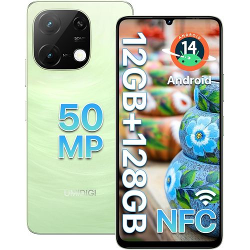 G9C Android 14 Nfc Telephone Portable(2024),12(6+6)+128Gb,50Mp+8Mp,Bt 5.4,Processeur Mediatek Helio G36,5000Mah,90Hz Écran 6.75¿ Smartphone Débloqué,4G Doble Sim/Id Faciale/Gps/Otg-Vert