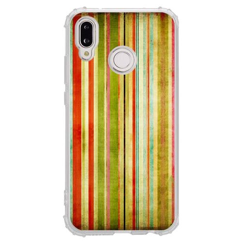 Coque Souple Pour Huawei P20 Lite Avec Impression Motifs Bandes Effets Vintages