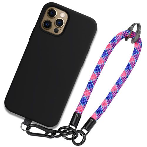 Coque Bracelet Pour Iphone 12 Pro Max, Protection Noire Antichoc Avec Bracelet Détachable Multicolore - Booling