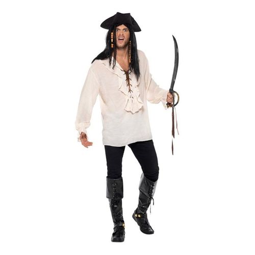 Chemise Blanche De Pirate Avec Lacets Pour Adulte (Taille Xl)