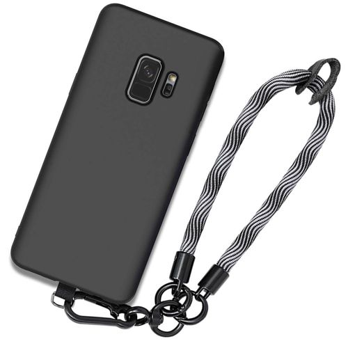 Coque Pour Samsung Galaxy S9, Noir Antichoc Anti-Rayures Avec Dragonne Robuste Grise - Booling