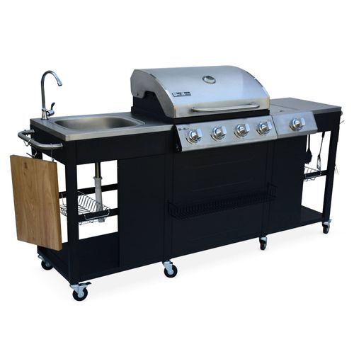 Barbecue. Cuisine Extérieure Gaz - D'artagnan - Barbecue 5 Brûleurs Dont 1 Feu Latéral. Inox Et