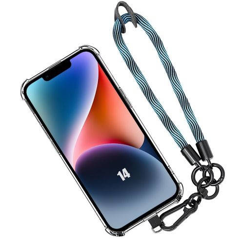 Coque Pour Iphone 14, Protection Souple Avec Dragonne Robuste Bleue - Booling