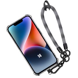 Coque pour iPhone 14 - Transparent Antichoc Anti-Rayures avec Dragonne Amovible Grise - BOOLING