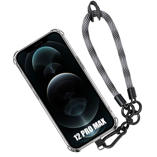 Coque Bracelet Pour Iphone 12 Pro Max, Protection Antichoc Anti-Rayures Avec Bracelet Robuste Gris - Booling