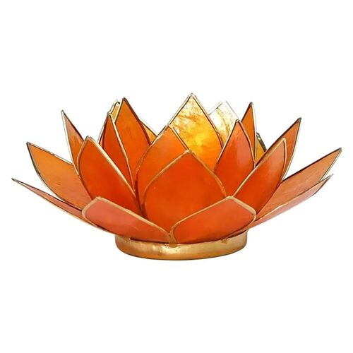 Porte Bougie Fleur de Lotus Orange et Or 2nd chakra