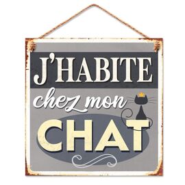 Plaque Métallique J'habite Chez Mon Chat