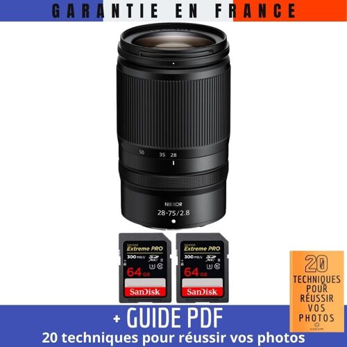 Nikon Z 28-75mm F2.8 + 2 SanDisk 64GB Extreme PRO UHS-II SDXC 300 MB/s + Guide PDF '20 TECHNIQUES POUR RÉUSSIR VOS PHOTOS'