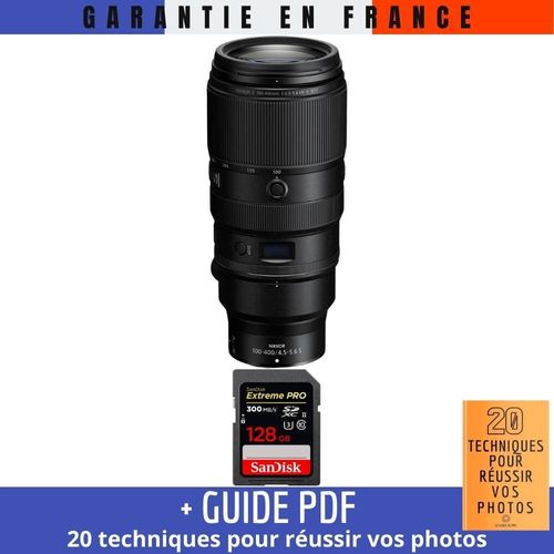 Nikon Z 100-400mm F4.5-5.6 VR S + 1 SanDisk 128GB Extreme PRO UHS-II SDXC 300 MB/s + Guide PDF '20 TECHNIQUES POUR RÉUSSIR VOS PHOTOS'