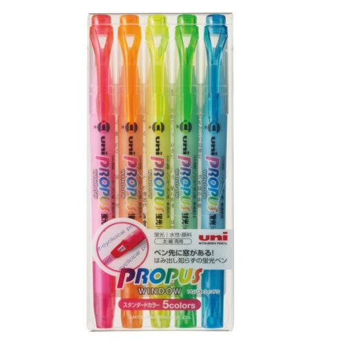 Uni Surligneur Propus Window Set De 5 Couleurs ¿Pus102t5c