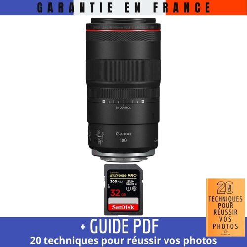 Canon RF 100mm f/2.8L Macro IS USM + 1 SanDisk 32GB Extreme PRO UHS-II SDXC 300 MB/s + Guide PDF '20 TECHNIQUES POUR RÉUSSIR VOS PHOTOS'