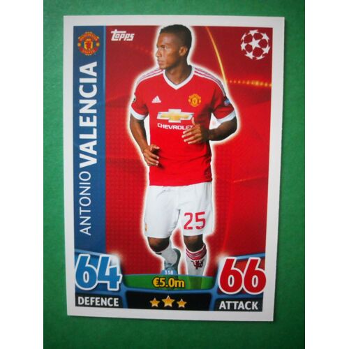 Antonio Valencia 338 - Manchester United Fc - Carte Match Attax Topps 2015/2016 - Uefa Champions League