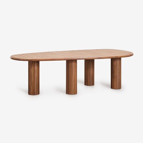 Table de salle à manger ovale en bois d'acacia Ginara Brun Acacia ↔︎ 260 cm