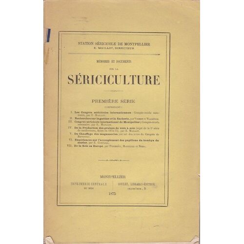 Mémoires Et Documents Sur La Sériculture